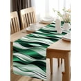 thumbnail image 2 of Burlap Table Runner 48 Inches Long, Abstract Green White Wavy Line Non-Slip Kitchen Table Runners for Dining Room Everyday Use Party Table Decorations Ombre Stripe Seamless, 2 of 9