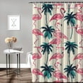 thumbnail image 2 of Orinice  Flamingo Shower Curtain Illustration of Royal Flamingo Tropical Palms Paradise Bath Curtain Waterproof Polyester Fabric Bathroom Decor Set with Hooks  69x72, 2 of 7