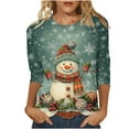 thumbnail image 2 of Gamivast Christmas Tunic Tops for Women Plus Size Crew Neck Santa Claus Graphic Tees Casual 3/4 Sleeve T Shirts Cute Holiday Xmas Trees Tops Fashion Trendy Party Blouses, 2 of 6