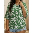 thumbnail image 2 of Oryer Womens Plus Size Tops V Neck 3/4 Bell Sleeve Womens Blouse, Trendy Tunic Summer Shirts for Women 1X-5X, 2 of 7