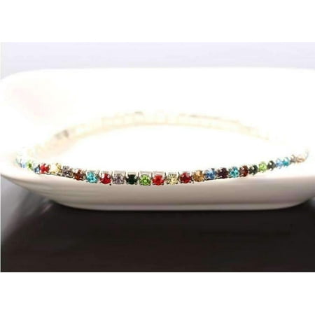 Bogoff Rhinestone - ON SALE - Rhinestone Stretch Anklet In Three Color Choices Multi-Color