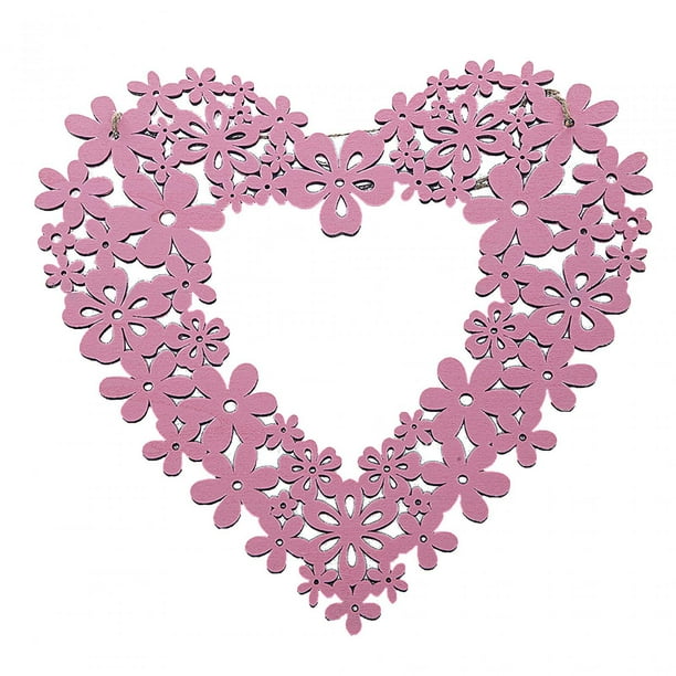 Corona de San Valentín, decoración de San Valentín, placa con forma de corazón, letrero de pared L rosa