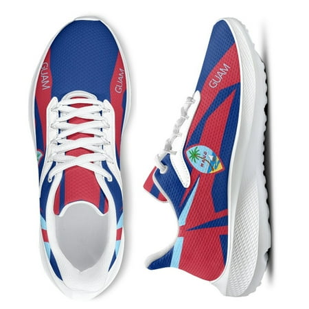 Guam Flag Women s Comfortable Breathable Sneakers Unisex Casual Shoes White Sole Walking Shoes Lace Up Flats