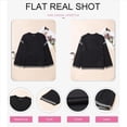 thumbnail image 4 of Suéteres para Mujer, Cuello Redondo Liso, Corte Holgado, Larga, Punto en Contraste, Jersey, Tops Negro XL, 4 of 9