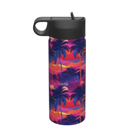 

Tideii Retro Palms for 18OZ Insulated Space Bottle Stainless Steel Water Cup with Straw Suitable for Outdoor Sports Unisex