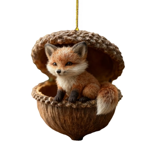 Adornos de animales del bosque en forma de bellota 2D, decoración para fiestas y árboles de Navidad.