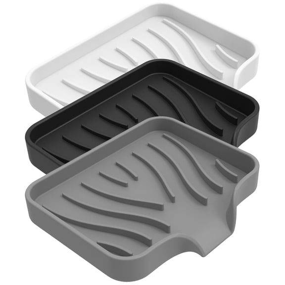 HOKARUA 3pcs Bar Soap Holder Silicone Soap Dish Shower Self Draining Soap Holder Tray for Bathroom