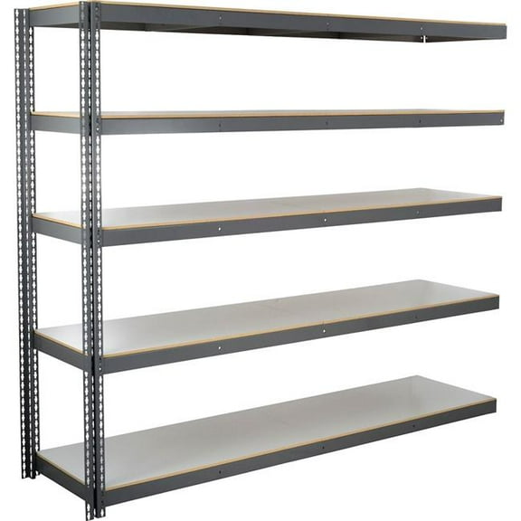 Global Industrial ABD24968L5 5 Shelf Extra Heavy Duty Boltless Shelving Add On - Laminate Deck, Gray - 96 x 24 x 84 in.
