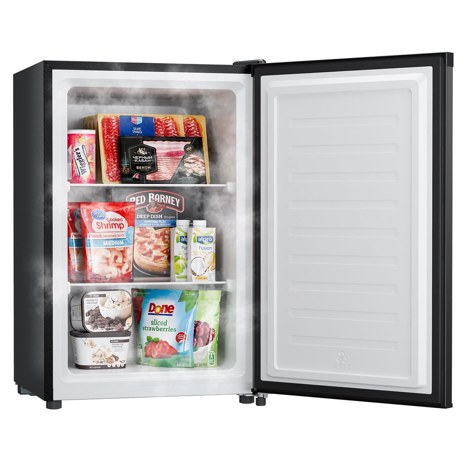 Upstreman 3.0 Cu.ft Upright Freezer, Single Door Compact Mini Freezer Stand Up Freezer with Reversible Door, UP30 Black