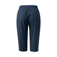 thumbnail image 5 of Womens Cotton Linen Capri Pants Summer Casual Elastic Waist Capris Relaxed Fit Solid Color Pants with Pockets, 5 of 5