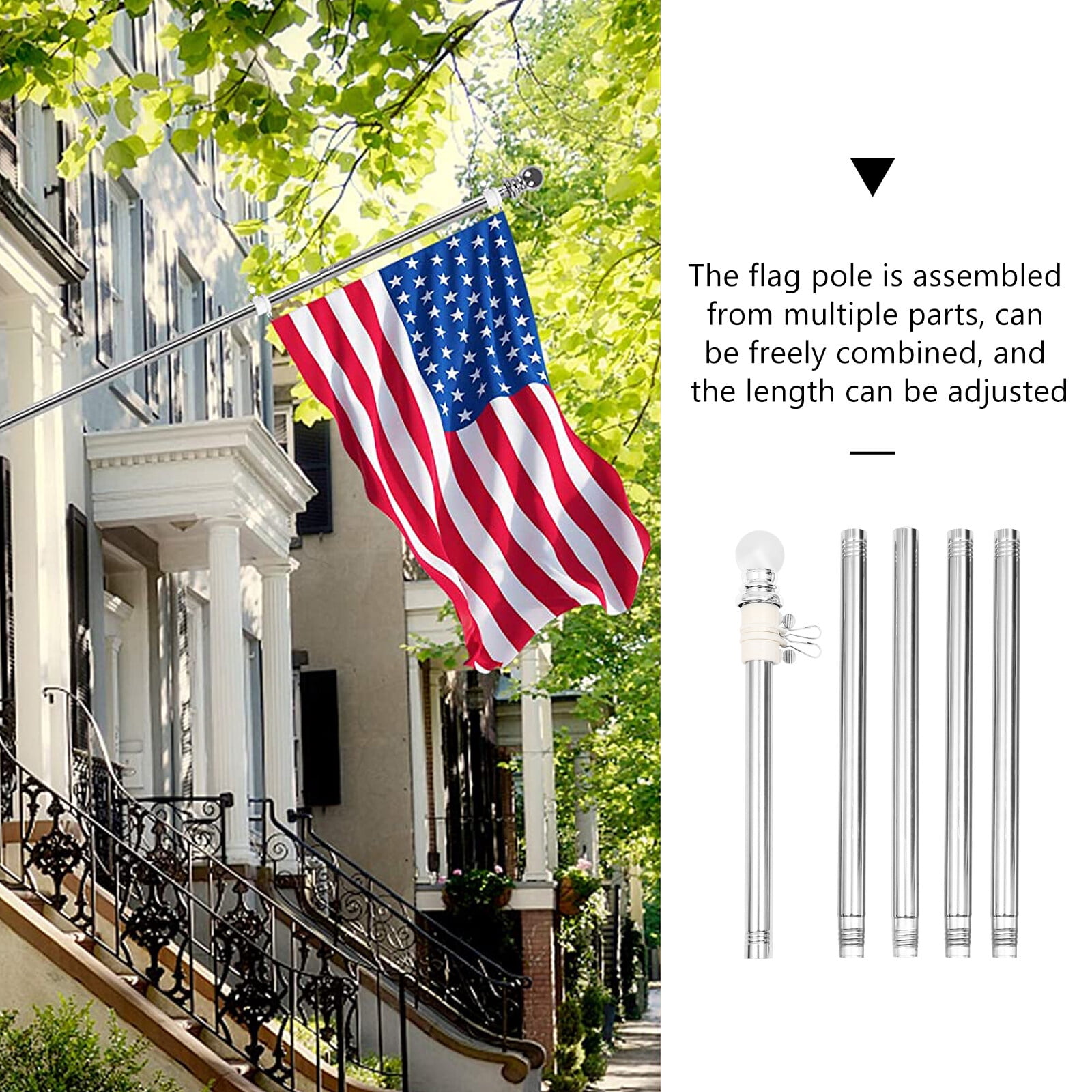 SENSETH Wall Mount Flagpole Kit Professional Flag Pole for House Garden Yard