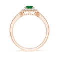 thumbnail image 2 of Angara Natural 0.45 Ct. Emerald with Diamond Halo Ring in 14K Rose Gold for Women (Ring Size: 3), 2 of 10