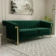 thumbnail image 7 of Green Velvet Loveseat Sofa Couch, 84" Luxury Large Sectional Sofa Couch with Gold Metal Legs for 3-4 Persons, Mid-Century Modern Sofa, Chesterfield Sofa Couch for Living Room Bedroom, 7 of 7