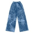 thumbnail image 5 of TOOYOU Girls Jeans Demin Pants Tie Dye Ripped Jeans Big Kids Classics Wide-Leg Pants Comfortable And Fashionable Trousers For Sweet Girls Size 8-9 Years Blue, 5 of 7
