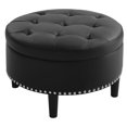 thumbnail image 2 of Trent Home 30" Round Faux Leather Tufted Storage Ottoman in Black, 2 of 6