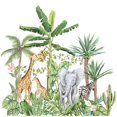 thumbnail image 1 of 1 Pièce Autocollant Mural Animaux et Plantes de la Forêt Tropicale Cartoon, 1 of 5