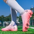 thumbnail image 3 of OnyxTrek Men's Firm Ground Soccer Cleats Lightweight Non-Slip Athletic Football Shoes | X2409 Pink AG, 6 Youth, 3 of 11