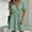 Green, variant on Women's Summer Cotton Linen Wrap V-Neck Mini Dress Short Sleeve Waist Tie Flowy A-Line Casual Swing Dress for Beach Daily Wear Purple M(M)