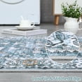 thumbnail image 4 of GlowSol Large 9x12 Rug for Living Room Vintage Persian Rug Washable Floral Print Rug Medallion Distressed Floor Carpet Low Pile Non-Slip Floor Cover, Blue, 4 of 8