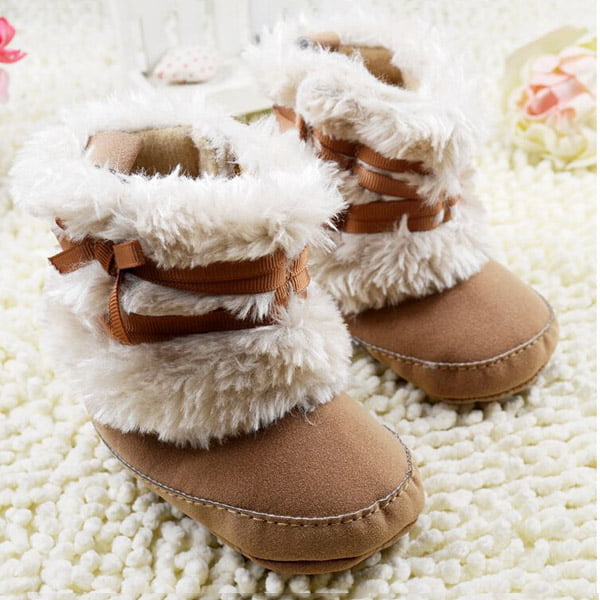 Amiley Baby Bowknot Knitted Wool Soft Sole Snow Boots Crib Shoes Toddler Bootie 