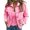 Pink, variant on Women's Long Sleeve Button Down Lace Eyelet Denim Jacket Black L