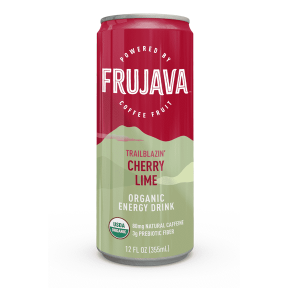 Frujava Sparkling Cherry Lime Energy Drink, Natural Caffeine from Coffee, Organic, Gluten-Free, Vegan, 12 Fl Oz (Pack of 12)