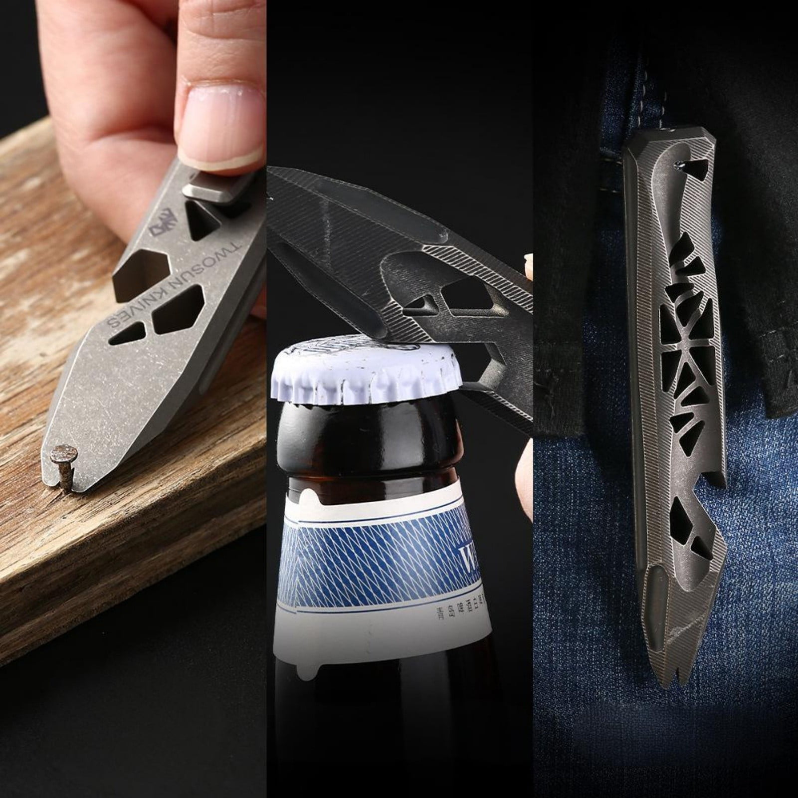 Titanium Alloy Mini EDC Pry Bar Multi-Tool with Pocket Clip – CNC Machined TC4 Titanium Bottle Opener, Nail Puller & Screwdriver Assist for Outdoor, Camping & Everyday Carry