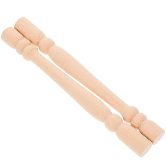 Supvox 2Pcs Khaki Solid Wood Roman Column Posts Decor Stair Balusters