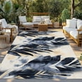 thumbnail image 3 of Fsddascl Navy Blue Botanical Outdoor Rug for Patio/Deck/Porch, Non-Slip Large Area Rug 4 x 6 Ft, Vintage Tropical Palm Leaves Indoor Outdoor Rugs Washable Area Rugs, Reversible Camping Rug Carpet, 3 of 5