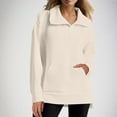 thumbnail image 2 of FamilyThread Womens Long Sleeve Quarter Zip Pullover Solid Sweatshirts With Pocket Casual Lapel Zipper Collared Ribbed Knit Shirts, 2 of 8