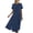 Navy, variant on Qiopertar Linen Long Dress for Women Loose Pocket Quarter Sleeve Button Down Slit Maxi Dress Casual Comfy Spring Summer Beach Travel, Green M