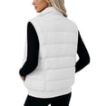 thumbnail image 6 of Sokhug Women Stand Collar Zip Up Puffer Vest Sleeveless Quilted Lightweight Warm Outerwear Gilet with Side Pockets Solid Color Zipper Ves Top Cotton Jacket, 6 of 7