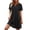 Black, variant on Women's Summer Mini Long Shirt Dress Casual Loose Short Sleeve V Neck Lace Patchwork Dress Beach Vacation DressBlue