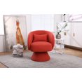 thumbnail image 2 of Swivel Accent Barrel Chair, Modern Round Armchair with Curved Backrest & Wooden Base, Comfy Single Leisure Sofa Couch Chair for Living Room Bedroom Office, Orange, 2 of 7
