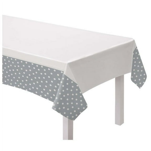 Silver Polka Dot Plastic Tablecover (1ct)