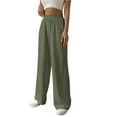 thumbnail image 2 of Women Casual Elastic Waist Loose Paper Bag Pants with Pockets Green S, 2 of 6