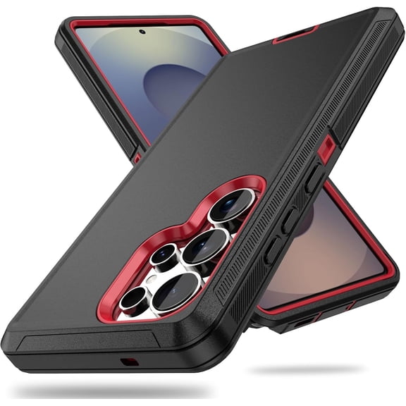 for Samsung Galaxy S25 Ultra Case Shockproof Matte Rugged Protective Phone Cover for Sports Heavy Duty Dual Layer Rubber Bumper Shell & PC Cases for Samsung S25 Ultra 5G 6.9 Inch, Black Red