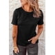 thumbnail image 2 of ABPHQTO Camiseta de manga corta enrollada de color liso negro para mujer, 2 of 5