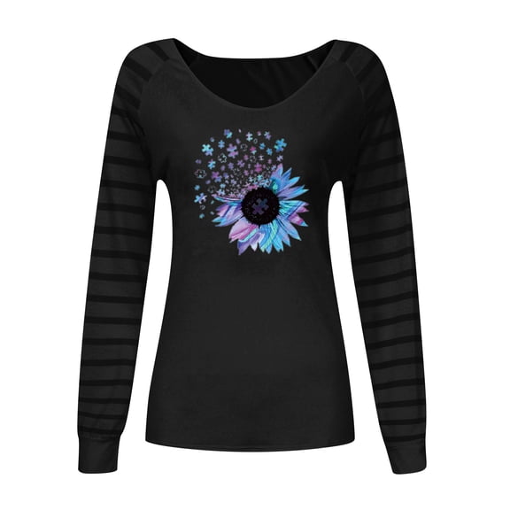 Aayomet Sweatshirt For Women Hoodies Trendy Womens Crewneck Sweatshirts Color Block Long Sleeve Side Split Tunic Tops Shirts,Black L