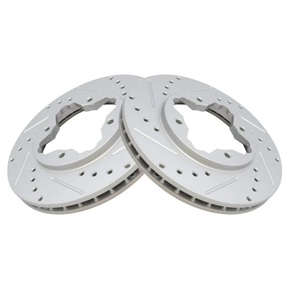 TRQ Front Performance Brake Rotors Set Premium G-Coated Cross Drilled & Slotted Fits Select 1997 Acura CL 1990-1997 Honda Accord