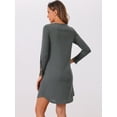 thumbnail image 3 of DARING DIVA Women's Lace Trim Pajama Dress V-Neck Long Sleeve Nightgowns L Gray, 3 of 6