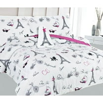 Comforter for kids in TWIN size with matching sheet set and pillow plush toy super soft easy wash girl boy bed décor WHITE print design