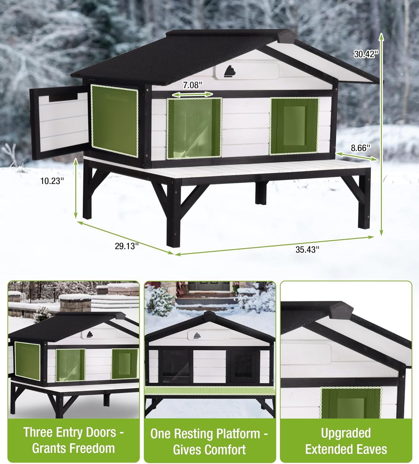 Aivituvin Heated Cat House for Outside, Outdoor Cat House Insulated with Electric Heating Blanket, Bite-Resistant Wires, Weatherproof Feral Cat Shelter for Winter
