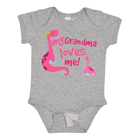 

Inktastic My Grandma Loves Me Girls Dinosaur Gift Baby Girl Bodysuit