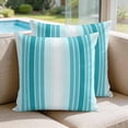 thumbnail image 2 of Pillow Covers 18x18 Set of 2, Turquoise Ombre Stripe Square Throw Pillow Covers for Couch/Sofa/Living Room, Farmhouse Simple Striped Decorative Soft Pillowcases for Couch Throw Pillows, 2 of 9