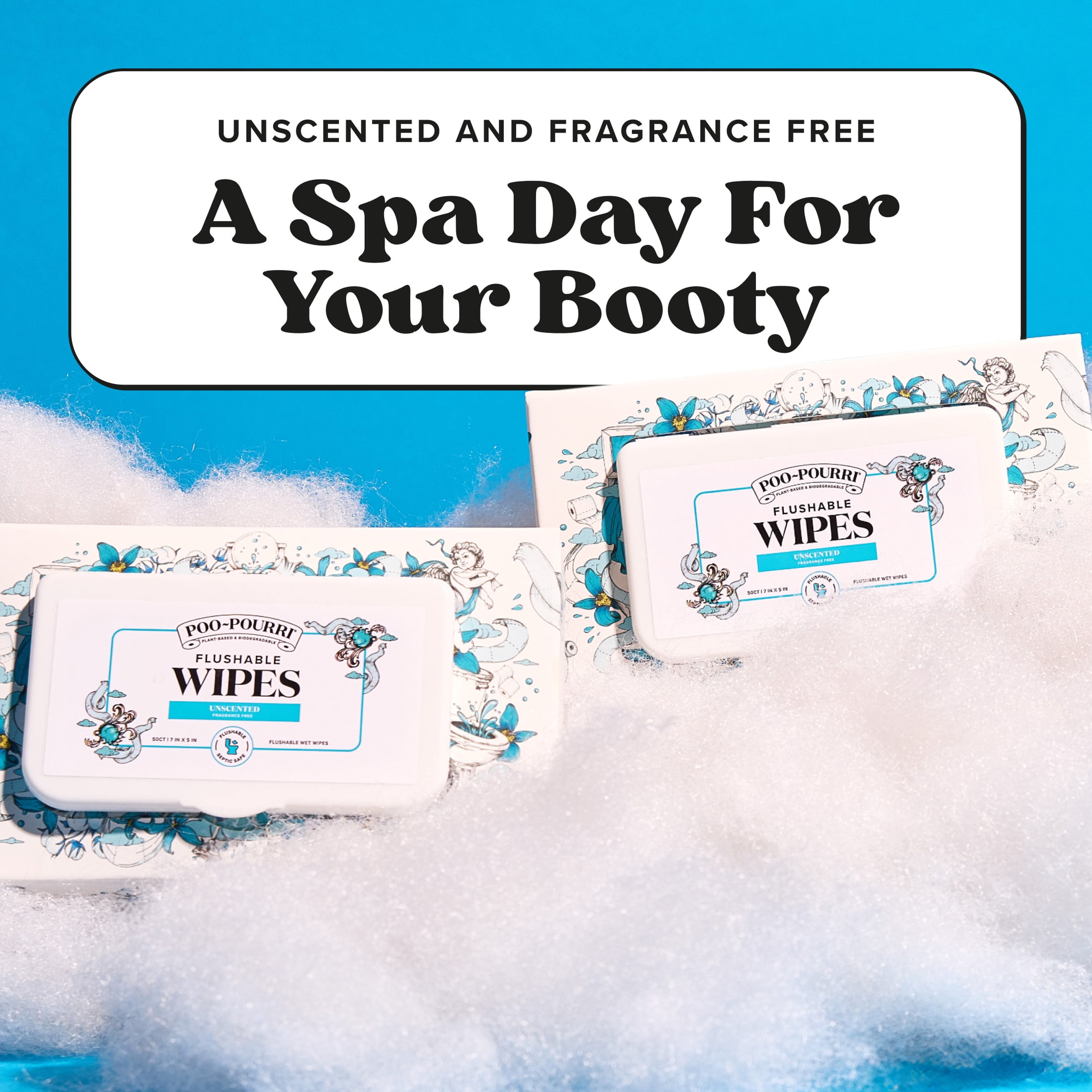 Poo~Pourri Flushable Wipes, Fragrance-Free, 50ct