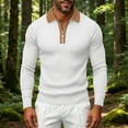 thumbnail image 4 of Kvture Men's Knit Golf Shirts Business Casual 1/4 Zip Collar Tshirt Summer Tee Long Sleeve Classic Color Block Tees White Pullover XXXL, 4 of 5