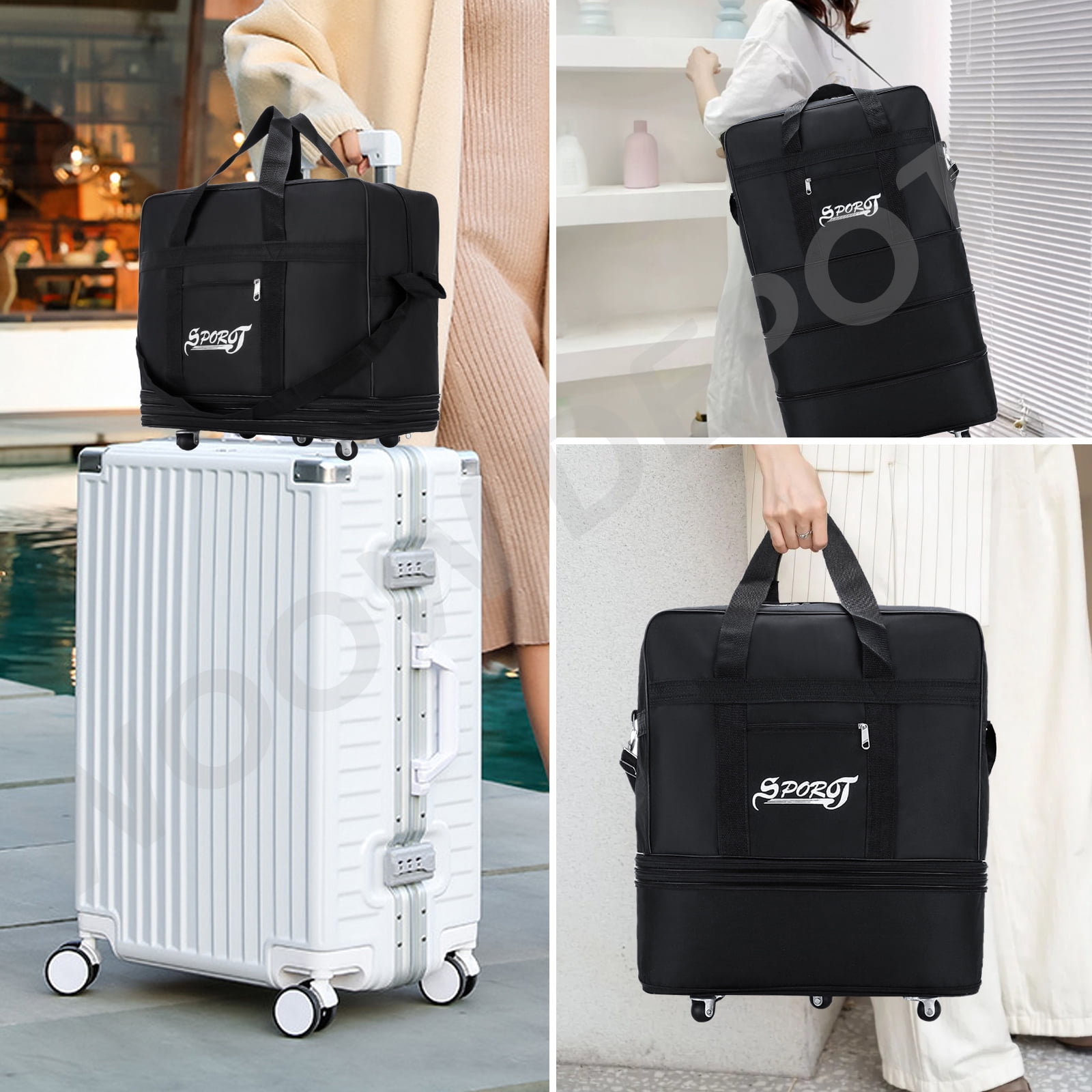 WOOW DEPOT 32in Expandable Suitcase Bag 4 Layer Collapsible Rolling Luggage Wheeled Duffle Bag Large for Home Storage Cargo Travel Business Moving