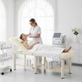thumbnail image 2 of Holaki 75 inch Stationary Massage Table, Heavy Duty Metal Frame with PU Leather, Modern Esthetician Bed for Physical Therapy Spa Tattoo, Beige, 2 of 9