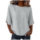 thumbnail image 2 of Neewe Women's Summer Casual Crewneck Half Sleeve T-Shirts Plain Loose Fit Cotton Linen Basic Tops Tees Blouses, 2 of 8